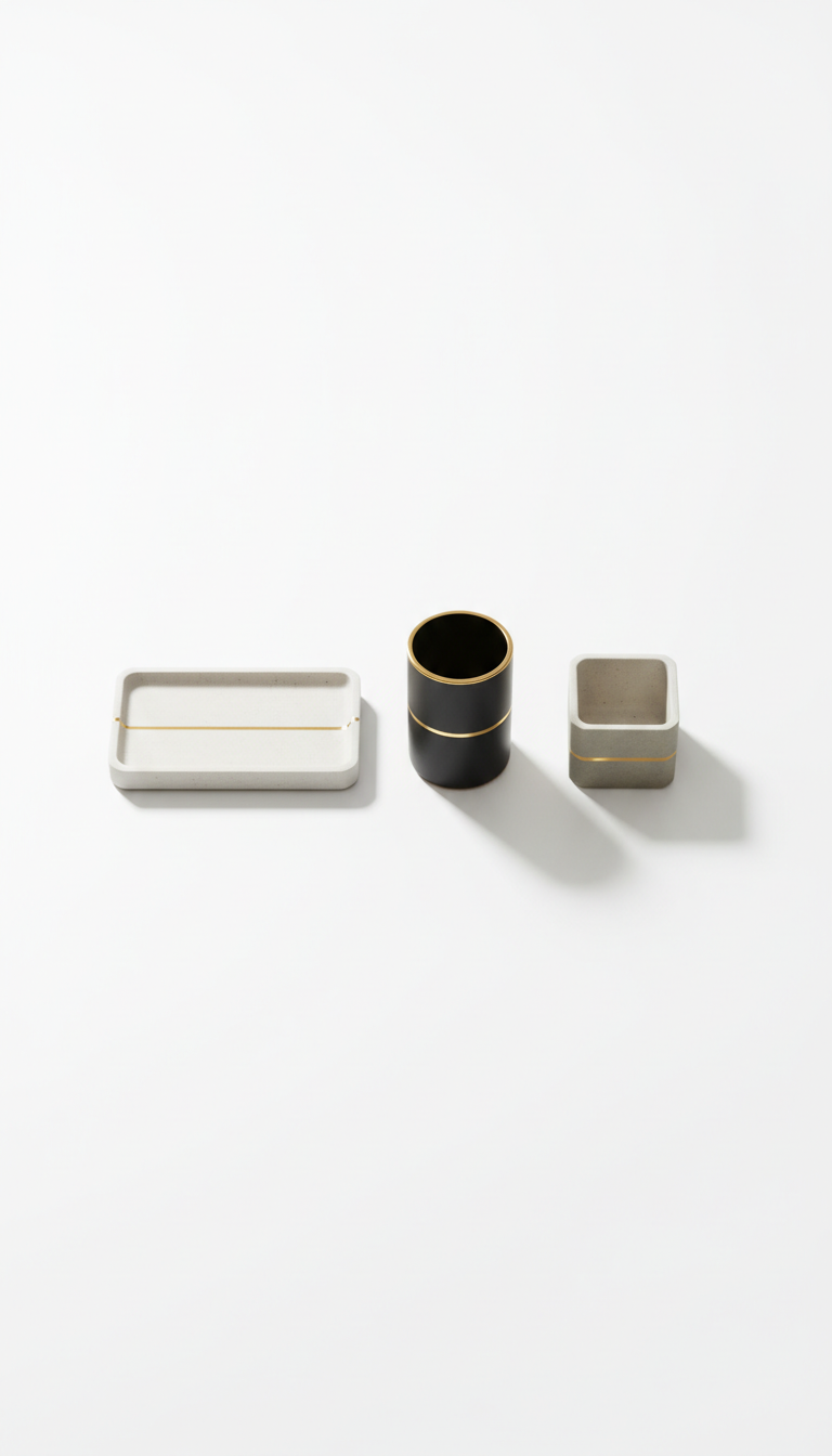 Desk organizer set in minimalist black