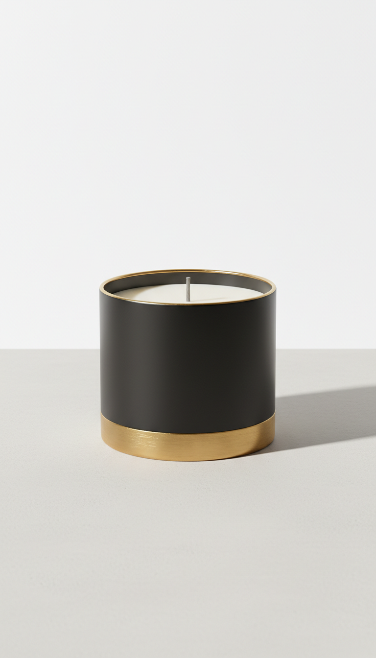 Scented candle in black-gold tin