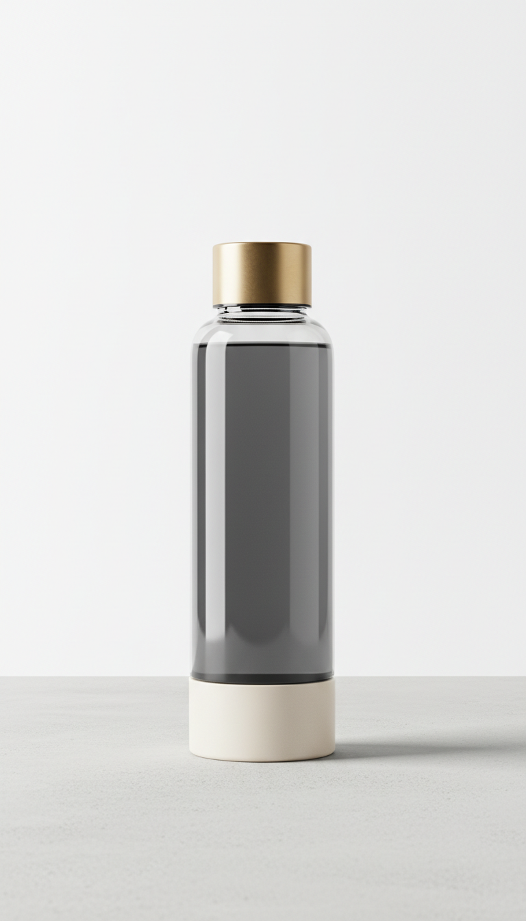Glass water bottle with matte finish